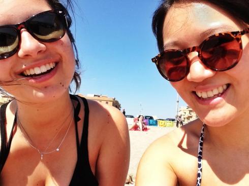 Alice and I loving Ostia beach!