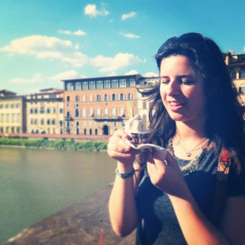 Eating a gelato by the river in Florence